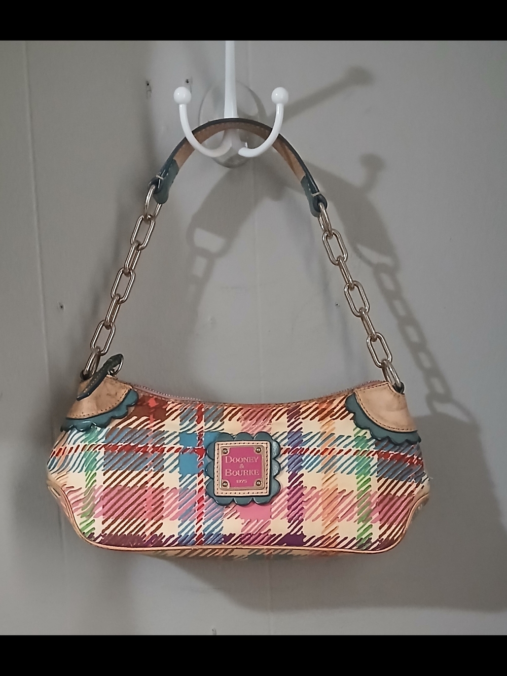 Vintage Dooney & Bourke Multicolor Plaid Shoulder Bag